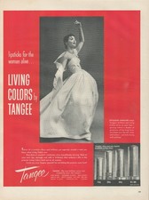 1955 Tangee Lipstick For The Woman Alive Glamour Fashion Vintage Print Ad