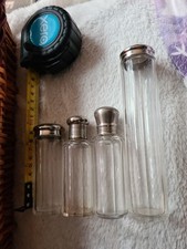 Vintage Group Of 4 Vanity Perfume & Storage Fluted  Bottles 