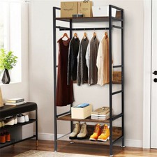 Industrial Hall Tree Coat Rack Stand Entryway Closet with Adjustable Shelf Unit