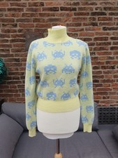 Zara Space Invaders Intarsia Jumper Lime Yellow Size M Bnwot Taito