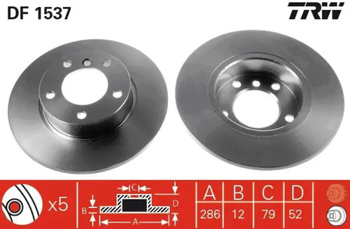 Brake disc solid df1537 trw - 2x,