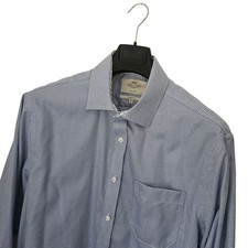 HAWES & CURTIS Luxury 2 PLY Blue HOUNDSTOOTH Cotton Regular SHIRT 17.5/34 *VGC*