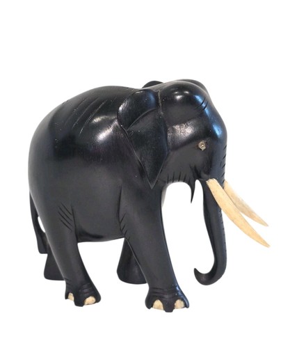 Vintage ebony wood elephant - vintage,