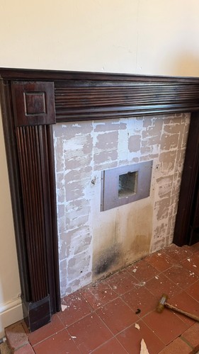 Wooden fireplace surround - fireplace,