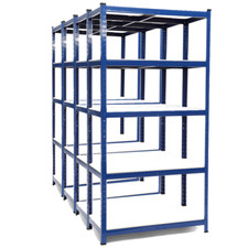 4 x Heavy Duty Steel Shelving Units 5 Tier Racks 275kg UDL Melamine Shelves
