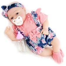 Reborn Baby Doll Girl Realistic 17" BiBi Doll Lifelike Dummy Bottle Toy