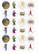 24 x POWER RANGERS Edible Fairy Cupcake Toppers Birthday  Decorations  Pre-cut