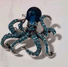 Octopus Brooch Costume Jewellery Vintage Inspired Blue 