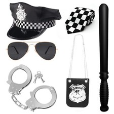 Policeman Set Fancy Dress Costume Adults Handcuffs Hat Badge Accessories Lot