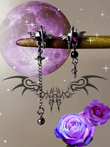 Silver tone gothic - bat, wing