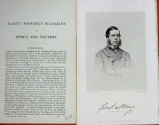 Original Old Antique Print 1870 Portrait Lord Cork Hunting Sportsman Victorian