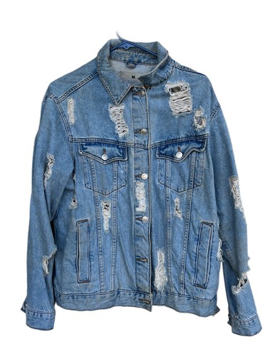 Distressed jean jacket - jean,