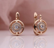 18K ROSE GOLD FILLED CIRCLE HOOP EARRINGS MADE WITH SWAROVSKI CRYSTAL GIFT GF51