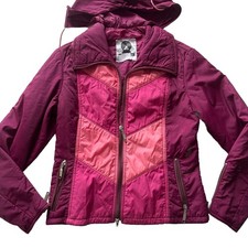 80's vintage colour block hooded ski jacket S