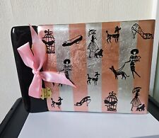 Vintage 90s Lacquerware Traditional photo album Pink Cream Stripe 50s Style