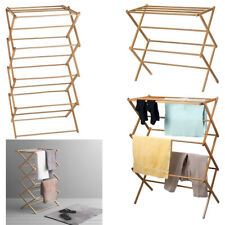 Bamboo 2,3,4 Tier Vintage Traditional Wooden Folding Clothes Airer Horse