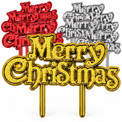 Merry christmas cake topper - christmas,