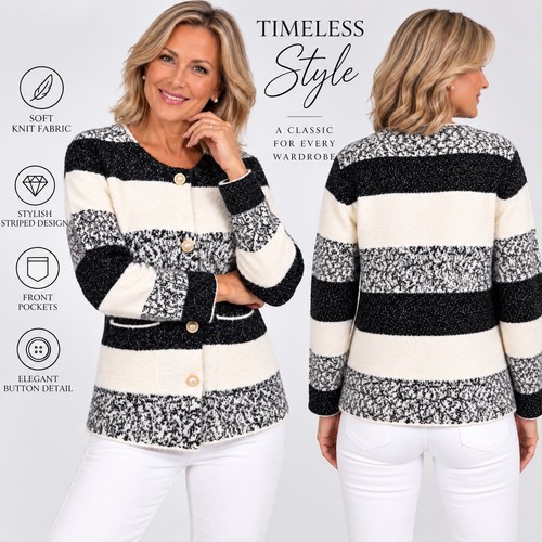 Ladies thick knit cardigan - ladies,