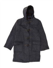 VINTAGE Womens Hooded Duffle Coat UK 12 Medium Navy Blue Wool EA47