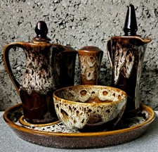 Fosters/ Kernewek Pottery, Honeycombe Glaze, Cruet Set 