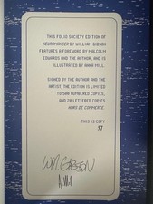 Neuromancer Folio Society Limited Edition Signed by William Gibson Copy Nr 37