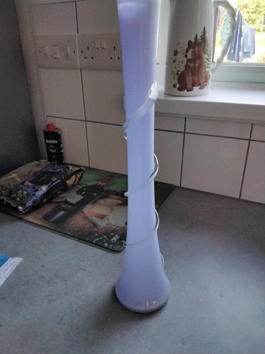 Handblown spiraling blue glass