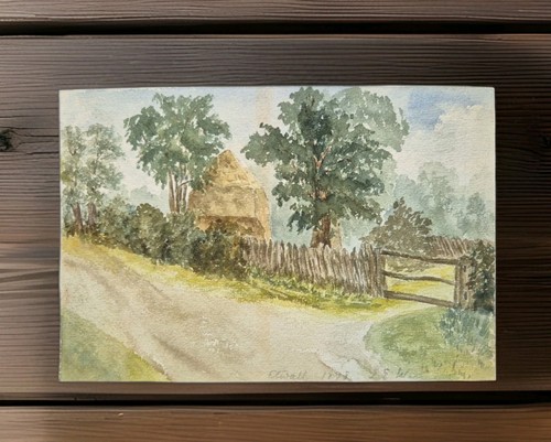 Old farm painting antique - old,