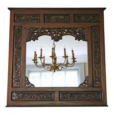 Antique large quality carved hardwood wall mirror mid 20th Century