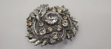 Vintage Diamante Costume Jewellery Brooch  Silver Tone