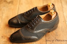 Vivienne Westwood Black Blue Canvas Leather Oxford Brogue Shoes UK 6 US 7