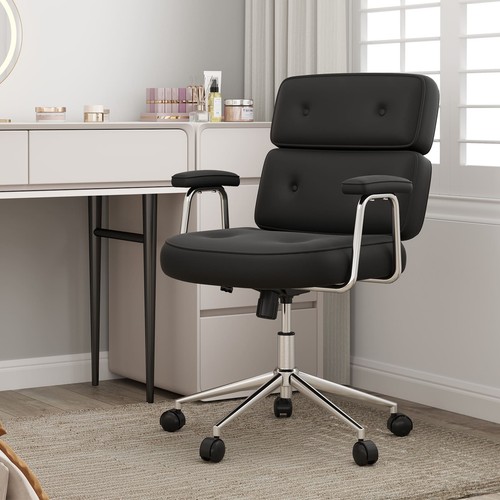 Button decor leather office - leather,