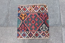 Antique Worn Hand Made Traditional Oriental Wool Red Kilim Bag Face 54x50cm