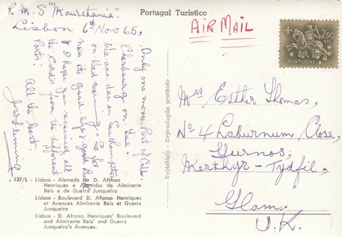 Postcard genealogy mrs thomas - genealogy,