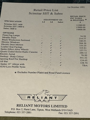 Reliant scimitar sst sabre - reliant,