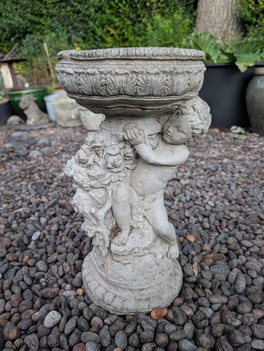 Vintage stone cherub - cherub, holding