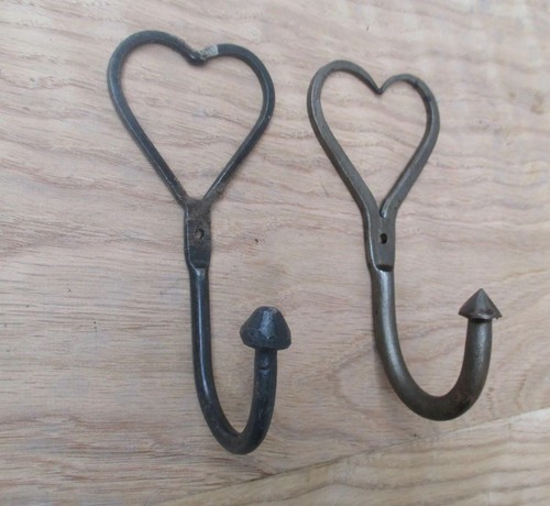 Rustic iron hook - , heart