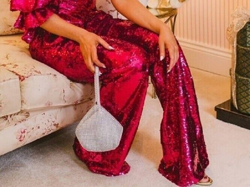 Zara pink sequin trousers - zara,