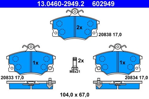 0460 2949 brake pad - 13.0460-2949.2, set