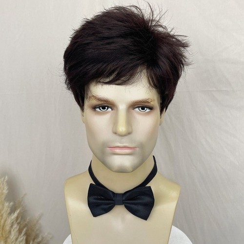 Men wig brown synthetic - synthetic,