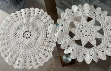 2 VINTAGE WHITE COTTON HAND