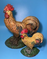 Large & Small Cast Iron Roosters Doorstop Cockerel Chicken Figure Rustic 1990’s