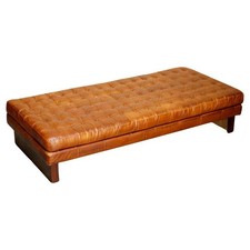 CHESTERFIELD LEGACY BROWN LEATHER KNOLL STUDIO BARCELONA STYLE DAYBED FOOTSTOOL