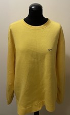 NIKE Vintage Yellow Sweatshirt Jumper With Black Swoosh Size L UNISEX