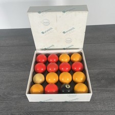 Aramith Standard Belgian Billiard English Pool Ball Set 2” Red Yellow 1 7/8” Cue