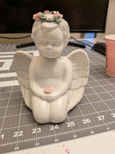 Vintage angel statue ceramic - angel,