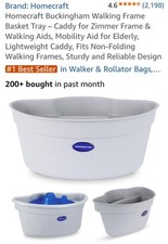 Buckingham Walking Frame Caddy Basket, Tray, and Mug Holder