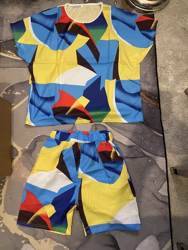 Blue yellow abstract print - abstract,
