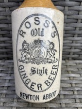 NEWTON ABBOT STONE GINGER BEER BOTTLE ROSS'S GB ROYAL CREST PICTORIAL STONE GB