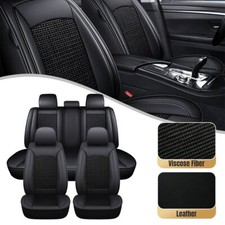 For Audi Luxury 5 Seat Deluxe Black Leather Full Set Seat Covers Pad Protector F