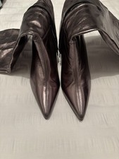 Ravel Ladies  Pewter Metallic 100% Leather Knee High Boots Size 40 New In Box